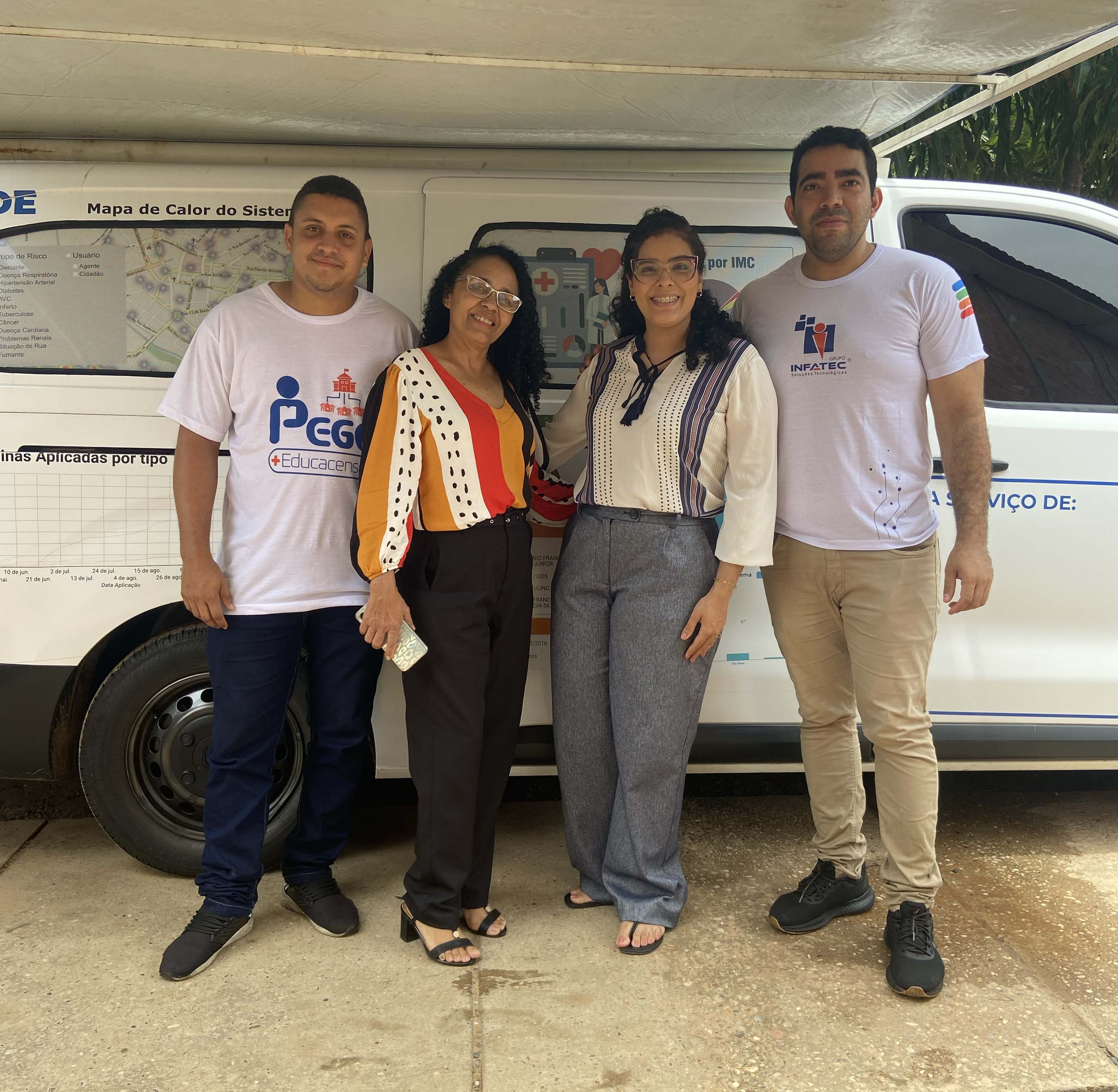 Bruno, Helena, Mikaelli e Leônidas (Funcionários da INFATEC)